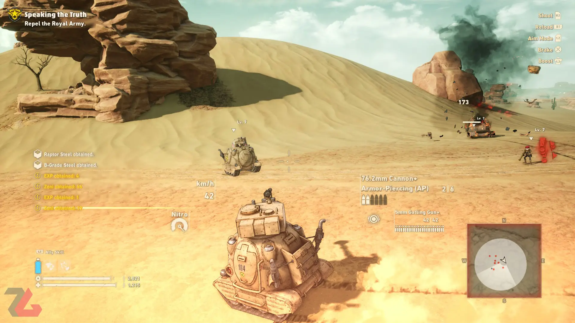 مبارزه با تانک در بازی Sand Land